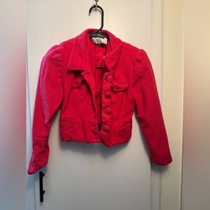 Vintage Petite Hot Pink 100% Wool Cropped Tailored Blazer